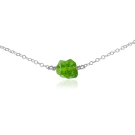 Peridot Raw Nugget Choker in Stainless Steel
