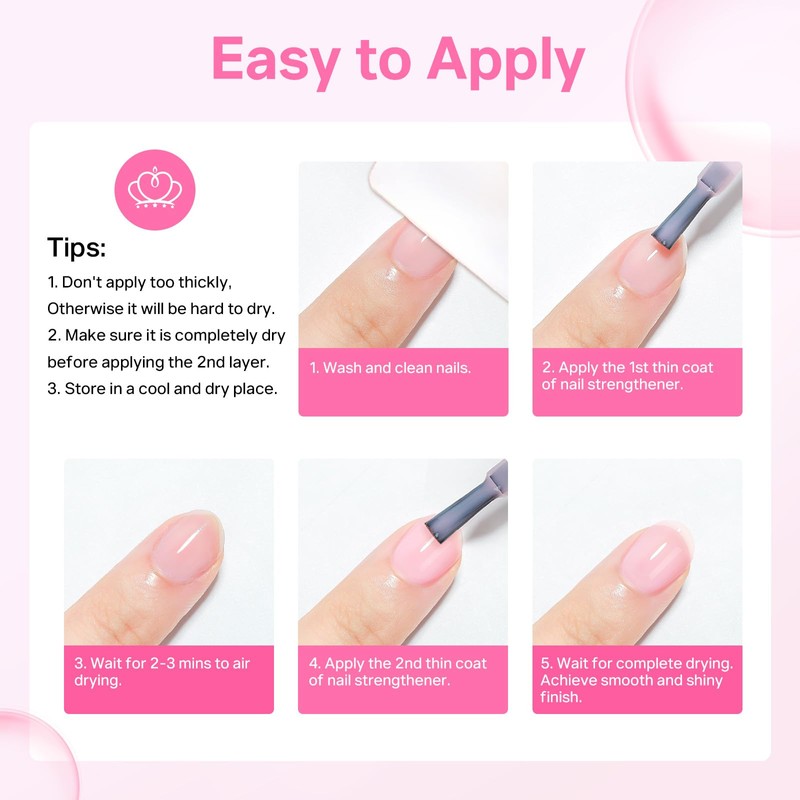 MIZHSE Pink Nail Hardener with Colour Extra Strong Nail Hardener