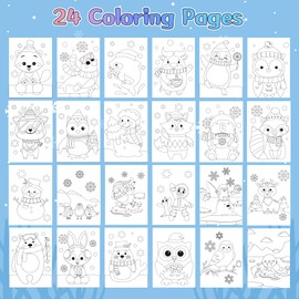 ANGOLIO 3Pcs Winter Stickers Coloring Books Polar Animals Coloring Books for Kids Bulk Winter Theme DIY Art Booklet Drawing Pattern Including Polar Bear Arctic Fox Home School Party Favor Goodie Bags