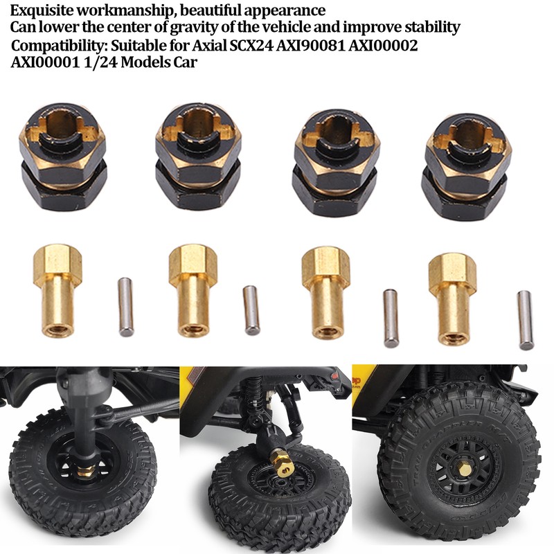 4PCS 4mm Widen Brass Wheel Hex Extended Adapter for Axial