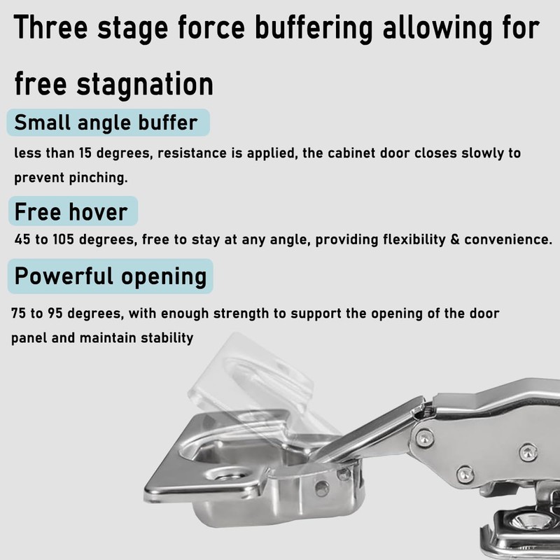 4PCS Cabinet Door Hinges Frameless Full Overlay Soft Close Hinge
