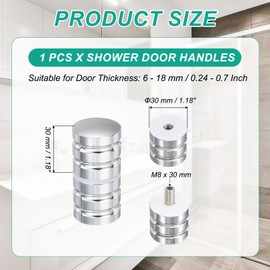 PATIKIL Glass Shower Door Handle, Aluminum Alloy Back-to-Back Shower Door Knob Bathroom Sliding Shower Screen Stripe Pull Knobs Hardware for Replacement Groove Glass Door, Silver