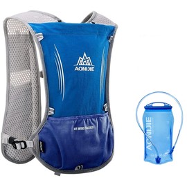 5L Ultralight Hydration Backpack with Hydration Bladder, 1.5 L or 500 ml Bottle, Running Backpack for Men and Women, Lightweight Running Backpack for Running, Marathon, Cycling (Navy Blue + 1.5 L