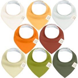 8-Pack Organic Baby Bandana Bibs for Boys, Girls - Super Absorbent Triangle Baby Bibs for Drooling and Teething Infant, 100% Cotton Extra Soft for Newborn, Infant 0-36 Months (Sahara)