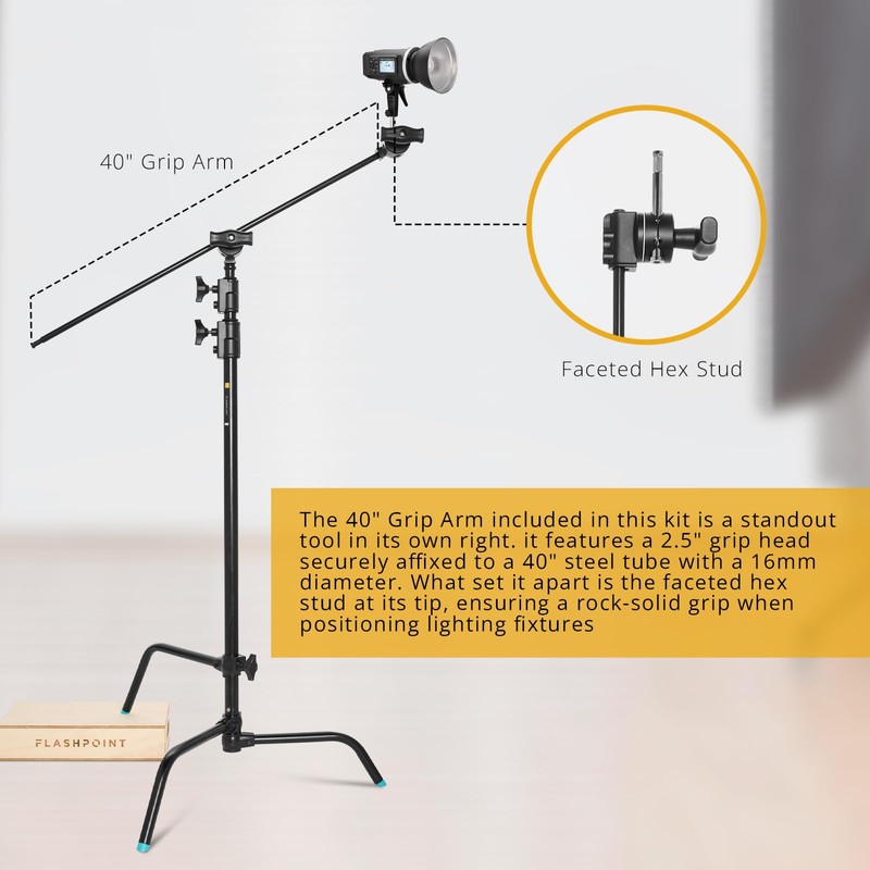 Flashpoint 40" Quick Sliding Leg C-Stand Kit with 2.5" Grip