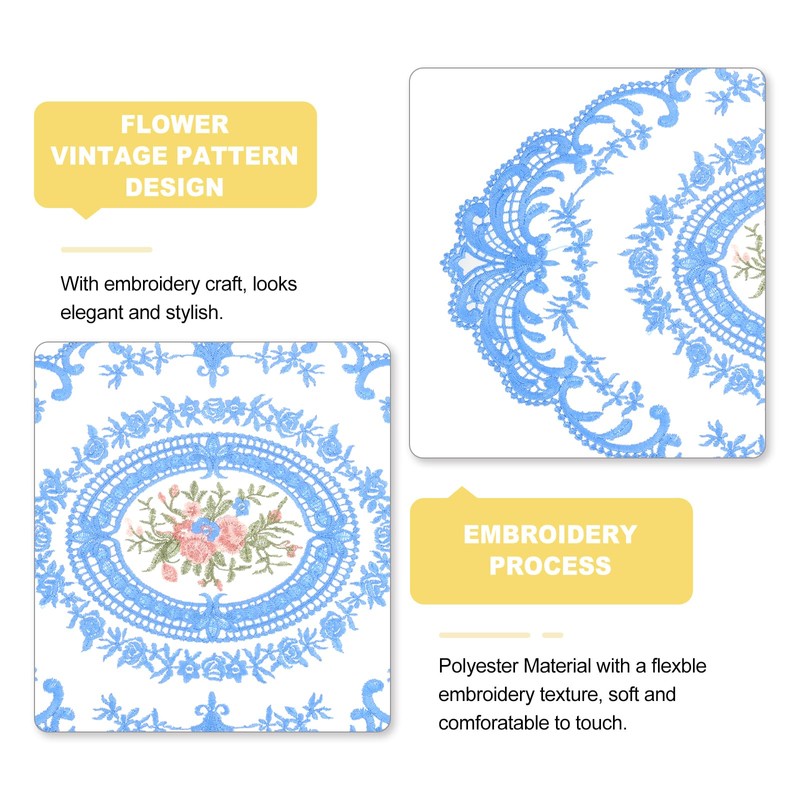 sourcing map Retro Lace Placemat 12x16-in Oval Embroidered Table Place