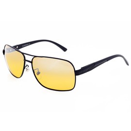 ElDORADO Polarized Glasses for Men`s Drivers - Yellow Lens, Pilot Style Black colour Frame - Professional Night Driving