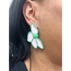 Unbranded Floral Two Tone Pierced Earrings -  3D Printed - Feminine