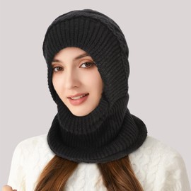 TAGVO Winter Warm Balaclava Women's Windproof Balaclava Hat Ski Mask Thermal Fleece Hooded Scarf Face Protection 3 in 1 for Outdoor Cycling, Snowboarding, Skiing, Motorcycling, beige