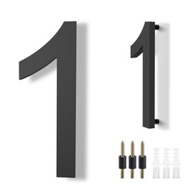 DEWEL Large Acrylic House Numbers, 20.3 cm / 8 Inch House Number, 3D Effect Door Number in Modern Style, Weatherproof, for Outdoors, Door, Mailbox, with Screws (Black, Number 1)