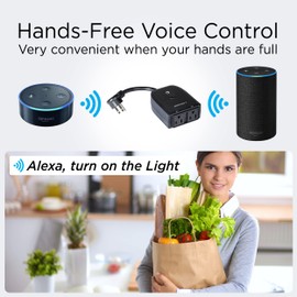 JONATHAN Y PLG1003A Outdoor Smart Dual Plug, WiFi Remote App Control, Alexa, Google Home Assistant Compatible, No Hub Required