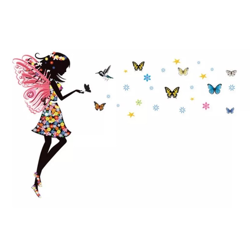 DaraBaby Hada De Pie Con Mariposas, Vinil Decorativo