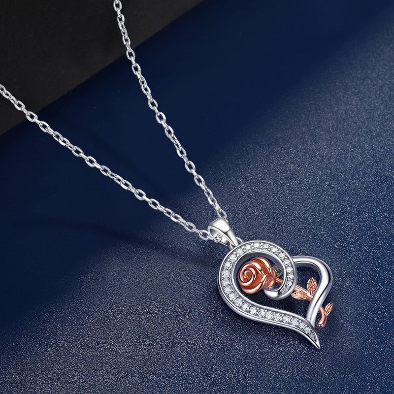 DESIMTION - Collar con Colgante de Plata de Ley 925,