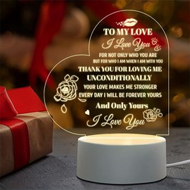 QYMCAT Gifts for Women Wife, Gifts for Her, Night Light for Wife Birthday Anniversary Valentines Day Gifts, Warm White LED Bedside Lamp