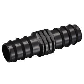 sourcing map Plastic Irrigation Hose Connector 24.5 mm with Barb for 21 mm - 24 mm ID Hoses Black Pack of 5