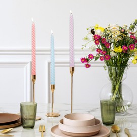 Whaline Whaline 8Pcs 10 Inch Pastel Spiral Taper Candles Easter Dripless Twisted Wax Candles Long Unscented Candle Sticks for Home Party Dining Table Supplies