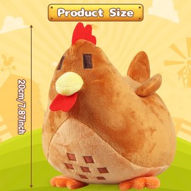 Cute Soft Brown Chicken Doll Cuddly Toy, Chicken Stuffed Animal Plush Chicken Soft Toy Kids Plush Toys Chick Plush Stuffed Animals Gifts for Boys and Girls 20CM