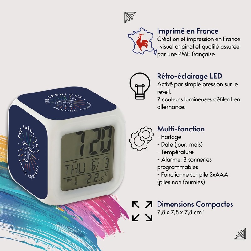Fabulous Pink Cube Alarm Clock with Lighting - Baseball Calls