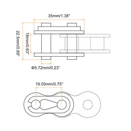 sourcing map 8Pcs 12B-1 Roller Chain Connecting Links 19.05mm Pitch Carbon Steel Master Connector Link, Chain Master Links for 12B-1 Chain