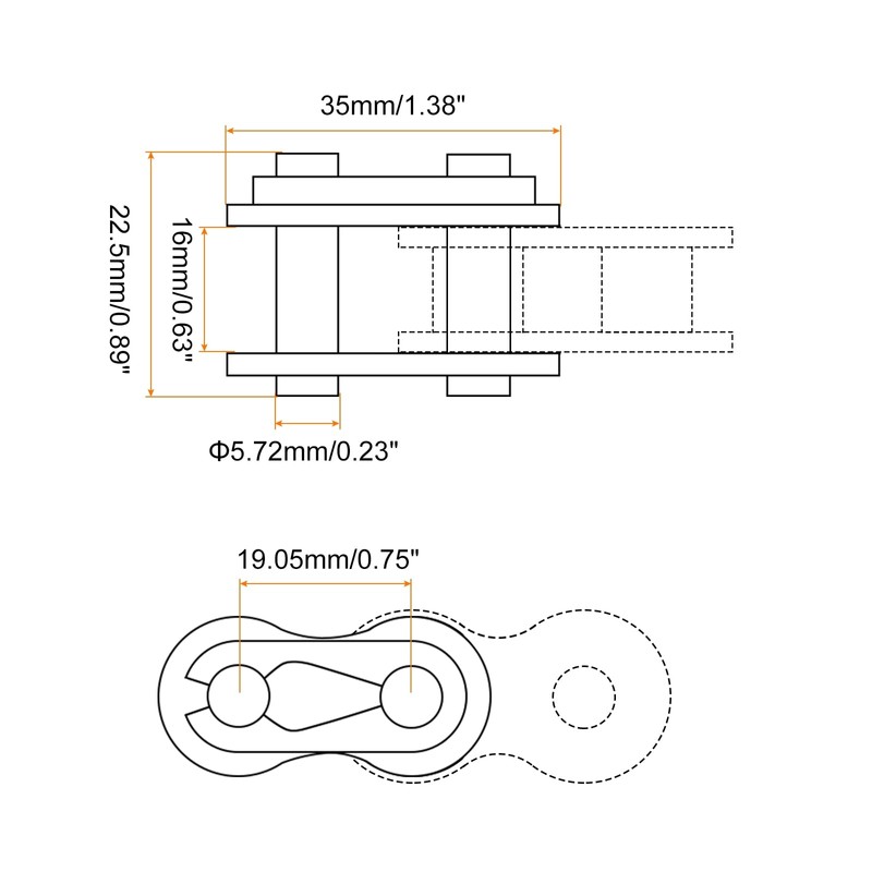 sourcing map 8Pcs 12B-1 Roller Chain Connecting Links 19.05mm Pitch