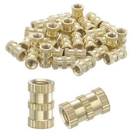 sourcing map Knurled Insert Nuts, 30Pcs M4 x 10mm(L) x 6mm(OD) Thread Printing Brass Nuts Female Threaded Inserts Brass Heat Set Insert Embedment Nuts