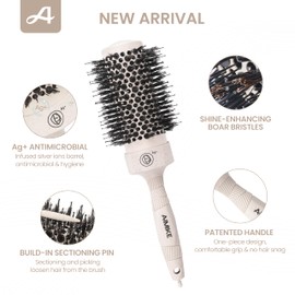 AIMIKE Round Brush for Blow Drying, Antistatic Hair Brush Round with Nano Ion Tech, Hairdresser Round Brush Large for Styling, Curling and Straightening, Round Brushes with Boar Bristles & Nylon,