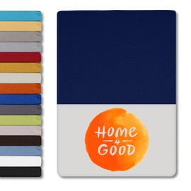 home4good Fitted Sheet, 100 x 200 cm, 100% Combed Cotton, Oeko-Tex 100, Jersey Fitted Sheet, Bed Sheet, 100 x 200 cm - Dark Blue
