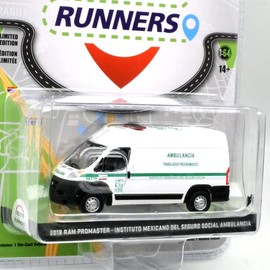 GREENLIGHT Green Light 1:64 Route Runners Series 4 "2018 Ram Pro Master - Mexican Social Security Ambulance Association"