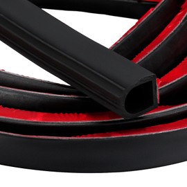 Sacubee Rubber D Shape Door Seal Strip 1" RV Slide Out Seal Self Adhesive EPDM Rubber Heavy Duty Automotive Weather Stripping for Fill Gaps Apply to Car Truck RV Boat Home Application (42 Feet)