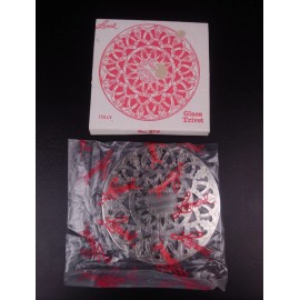 LEONARD VINTAGE LEONARD SILVER PLATE GLASS BACKED MADE IN ITALY 6" TRIVET NO. 876