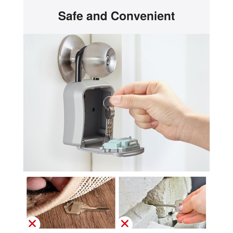 Puroma Key Lock Box, Portable Combination Lockbox Wall-Mounted Key Storage
