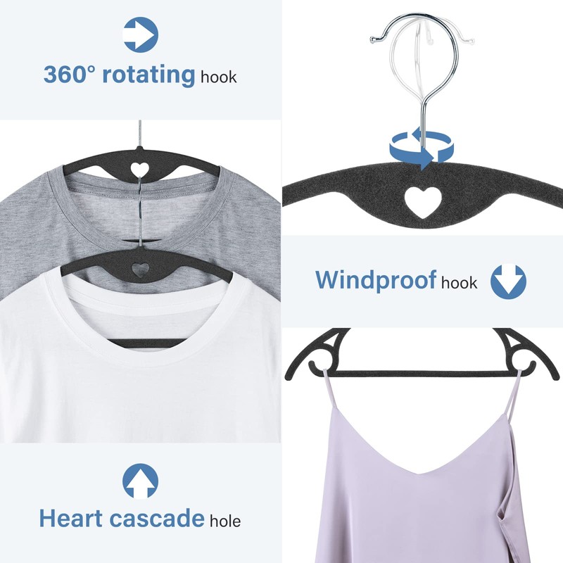 IEOKE Velvet Hangers, 50 Pack No Shoulder Bumps Ultra Thin