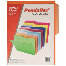 Pendaflex C0025 1/2 Na Fólder De Color Bitono Tamaño Carta Ceja 1/2, Paquete De 25, Color Naranja