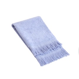 The Holy South - Fringed Reversible Fingertip Hand Towel (Size 11" W x 18" L) Terry Cotton Washcloth Set for Face and Bathroom use. (3, Light Blue)