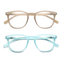 MODFANS - Gafas de lectura para hombre y mujer, con marco brillante y ligero, flexible, bisagras de resorte, elegantes con bolsa/paño