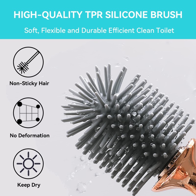 Aokala Toilet Brush and Holder, Elegant 2 Pack Silicone Toilet