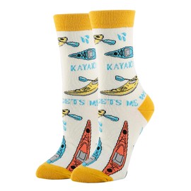 ooohyeah Women’s Funny Saying Crew Socks, Crazy Novelty Cotton Dress Socks, Kayaking Gets