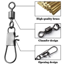 9KM DWLIFE Fishing Swivel Snaps Terminal Tackle 50Pcs,High Strength Rolling Swivels Clips Connector for Saltwater Freshwater(Size 2/0)