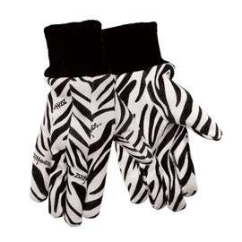 ZoohandsYouth Gardening Gloves, Cotton Jersey, 4 Pair Pack, Zebra & Alligator Print (Small Ages 3-6)