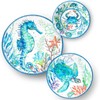 LEHAHA 12-Piece Melamine Beach Dinnerware Set, Coastal Plates and Bowls