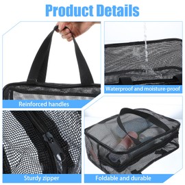 oruola Mesh Shower Bag - Portable Shower Caddy Bag for Bathroom, Gym, Travel, Camping - Black Large, Durable Mesh Construction
