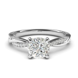 Sterling Silver 4-Prong Petite Twisted Vine Simulated 1.0 CT Diamond Engagement Ring Promise Bridal Ring (3.5)