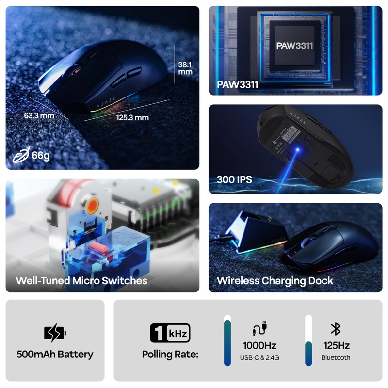 MechLands AJAZZ AJ139 V2 MC Gaming Mouse with Charging Base,
