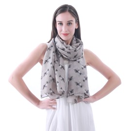 Lina & Lily Boxer Dog Print Women's Large Scarf Shawl (Taupe Grey)(Size: 180cm x 90cm)