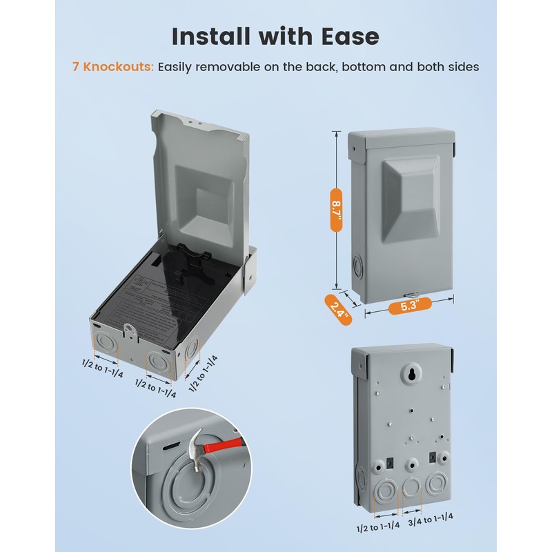 SURAIELEC 30 Amp Fused AC Disconnect Box, Outdoor Pull-Out Switch
