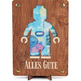 Baumeister Karte - XL Geldgeschenk aus Holz inkl. Ständer | Männchen - Geschenk für Jungen 6 Jahre, Geschenk für Mädchen, Kinder Geschenk,
