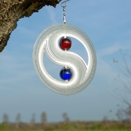 Stainless Steel Yin Yang 180 Frame – 152 cm Diameter: 18 cm/includes Wind Chime Mount