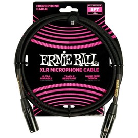 Ernie Ball Braided XLR Microphone Cable with Zorro Polishing Cleaning Cloth in Black - Pack of 2 (Black, 5 Feet) P06390