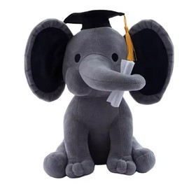 Tikwisdom Stuffed Animals - Elephant, Graduation Elephant with Diploma Tasseled Hat, Large Plush Elephant, this is the perfect graduation gift for girls and boys 25cm (grey)