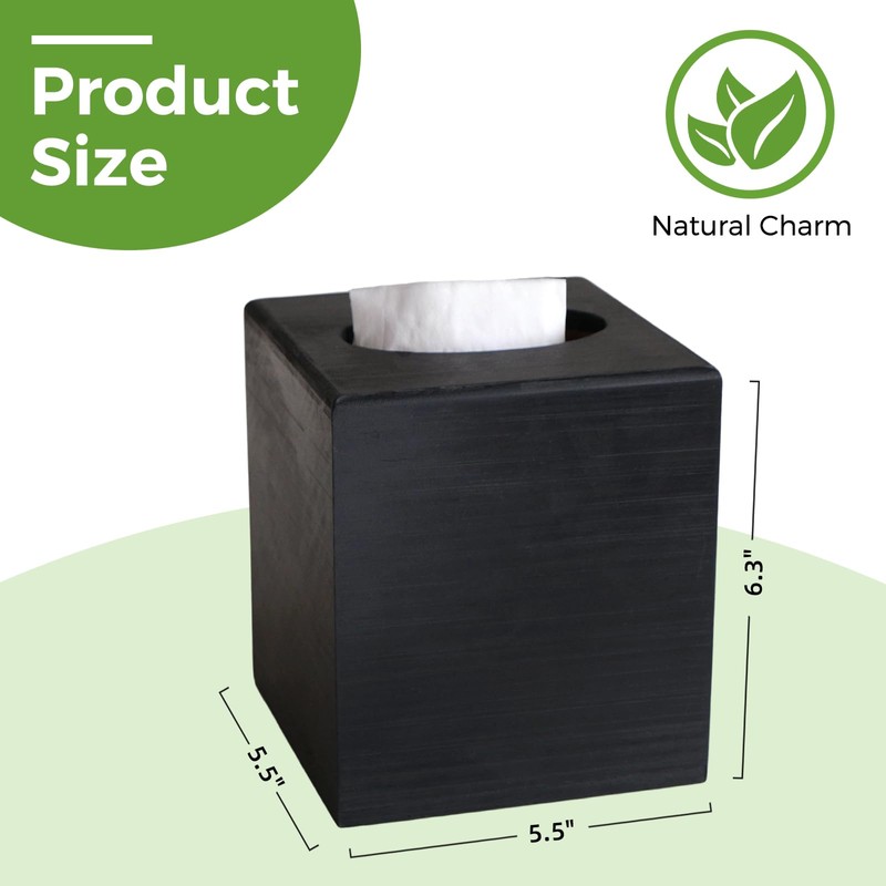 S310 Wood Tissue Box Cover, Square Tissue Box Holder with